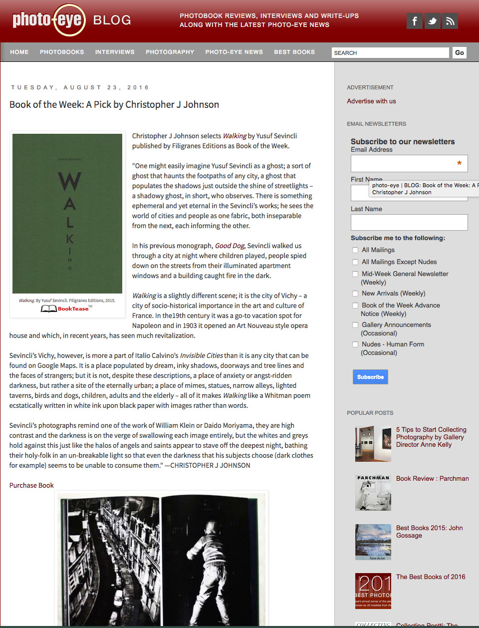 walking, book review at photoeye